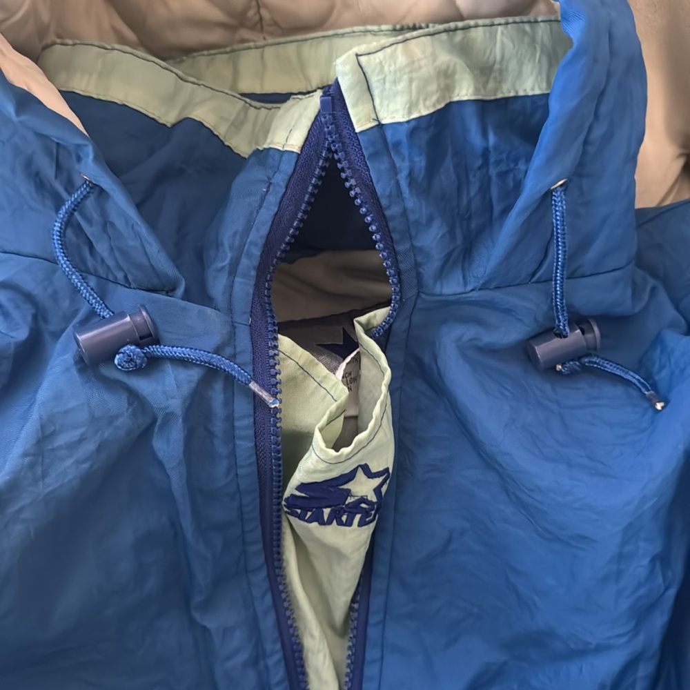 LA DODGERS 90s STARTER PUFFER 1/2 JACKET SIZE. L BLUE, GREY MLB BASEBALL VINTAGE - Picture 6 of 8